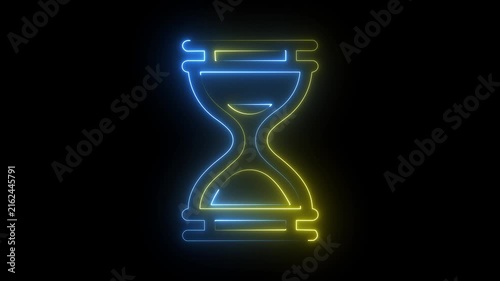 Optimized Title (Exactly 100 Characters)Glowing yellow blue neon hourglass icon sand timer watch deadline symbol dark background