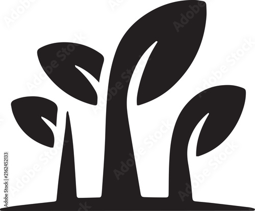 Sprout icon with growing leaves symbolizing nature conservation and organic farming production