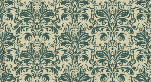 Classic Traditional Damask Pattern Background Vector With Refined Floral Ornament