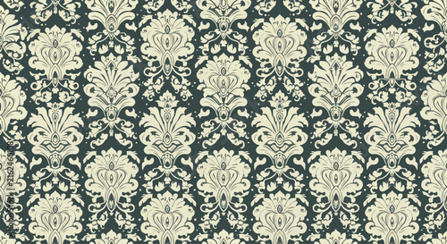Classic Renaissance Floral Damask Pattern Vector With Detailed Ornamental Composition