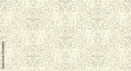 Classic Vintage Damask Vector Background With Detailed Floral And Botanical Ornament