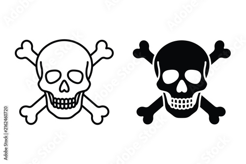 Set of skull and crossbones icons, vector illustration of poison or danger sign