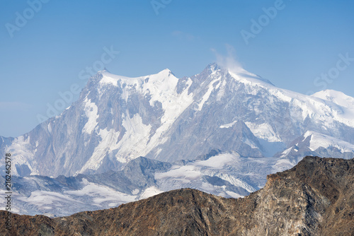 Dufourspitze and Monte Rosa Massif in the Pennine Alps, Valais, Switzerland (Monte Rosa, Dufourspitze – Rosa rubra)