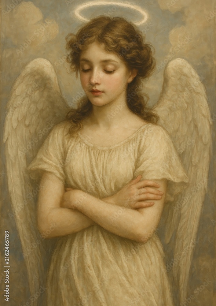 Fototapeta premium Serene angelic figure with wings.