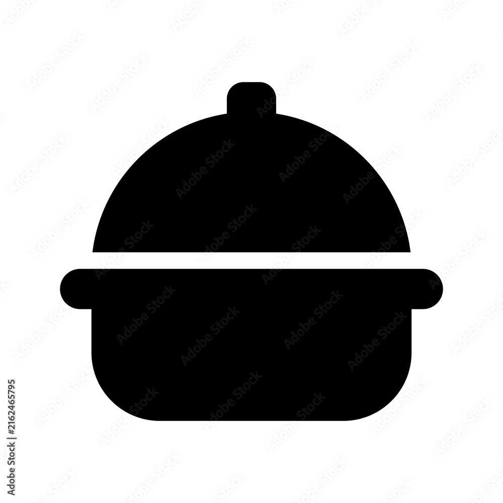 Fototapeta premium Minimalist Cooking Pot Icon Representing Kitchenware, Casserole Dish, Food Preparation, Restaurant Culinary Equipment, and Home Cooking Design Elements