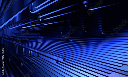 Futuristic glass structure on black background, 3d render	
