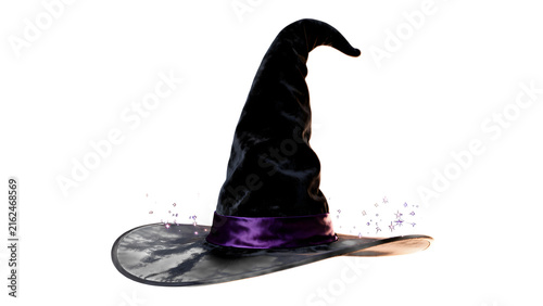 Elegant Black Witch Hat with Magical Glow Isolated PNG