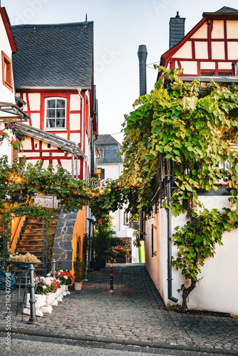 Obraz na płótnie Historic half-timbered houses in Beilstein, Moselle Valley, Germany