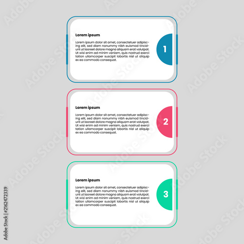 Three step vertical infographic template with numbered banners