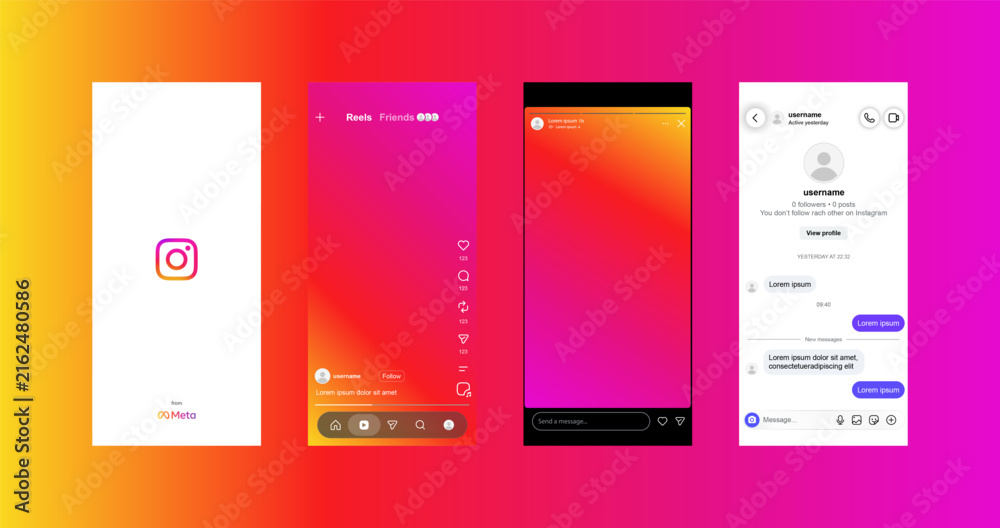 Fototapeta premium Instagram 2026 mockup interface. Instagram new update template. New Instagram social media features design 2026
