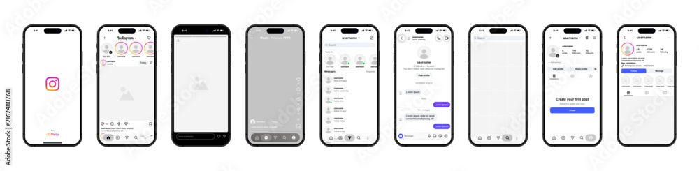 Fototapeta premium Instagram 2026 mockup interface. Instagram new update template. New Instagram social media features design 2026
