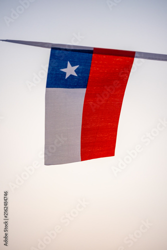 Fotografie Chilean national flag representing La Estrella Solitaria, displayed for Fiestas Patrias and Chile’s September 18 national celebrations