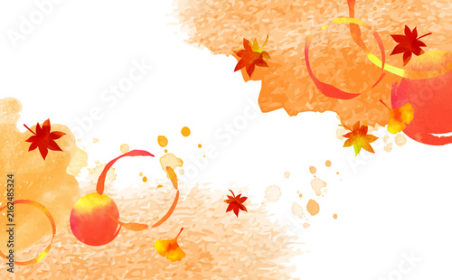 秋　紅葉の水彩背景イラスト