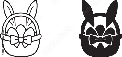 Easter Bunny Ears Basket Line & Solid Icons