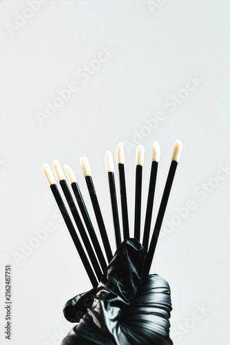 Fan of foam-tip applicator brushes for lash care