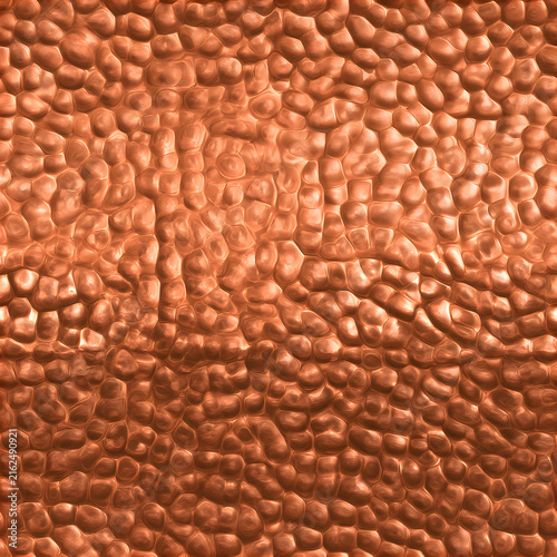 Hammered Copper Metal Texture with Glossy Pebbled Surface, Warm Metallic Abstract Background