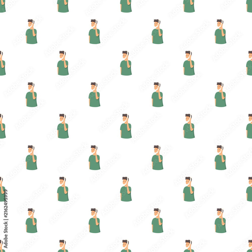 Fototapeta premium Man experiencing tooth pain covering his cheek, repeated as a seamless pattern