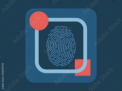 Fingerprint technology blue icon secure access authentication high resolution picture