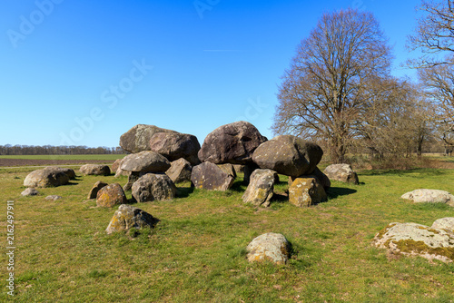 Фотография Serene image of dolmen D15 on a winter's day at loon, Drenthe, the Netherlands