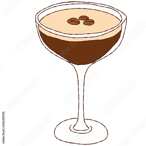 Cuadro en lienzo Espresso martini cocktail glass vector illustration hand drawn coffee drink coup