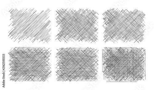 Fotografía Crosshatch pencil sketch texture rectangles vector set