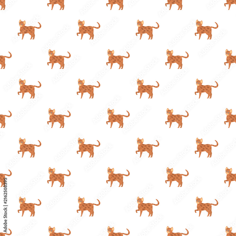 Fototapeta premium Seamless cartoon leopard cat pattern vector background