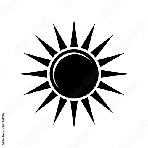 Black Sun Icon, Solar Symbol, Radiant Star, Celestial Body, Weather Element, Graphic Design