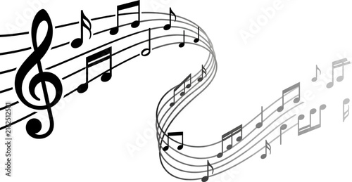Treble Clef Music Notes Flowing Design