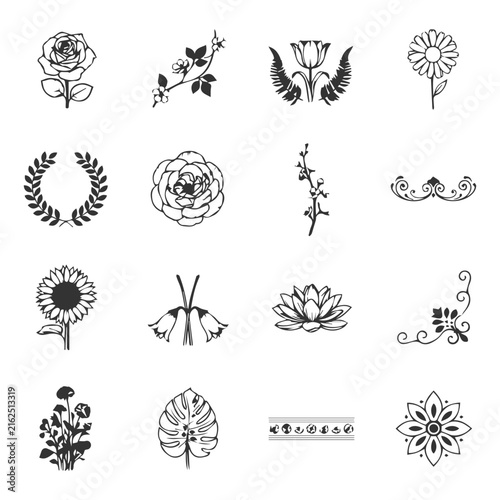 Floral Ornaments Icon New Design Black And White