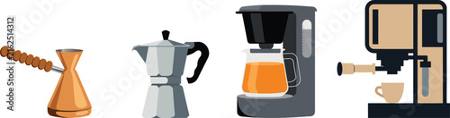 Fotografie Set of different coffee makers for brewing coffee