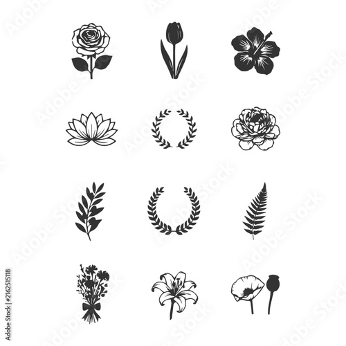 Floral Ornaments Icon New Design Black And White