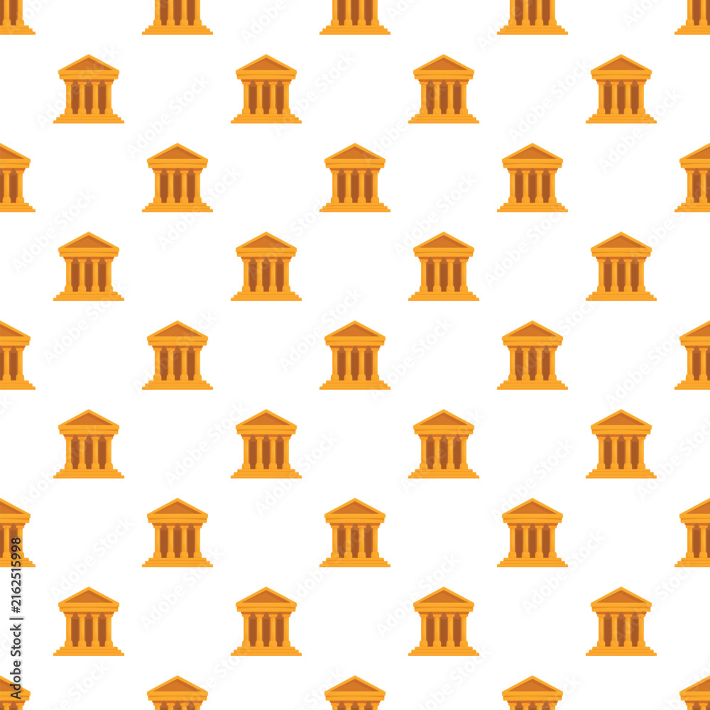 Fototapeta premium Repeating rows of historical temple facade buildings forming a classic seamless pattern