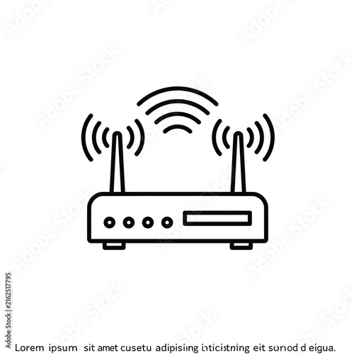 Foto Wireless router icon with signal waves for internet connection and network
