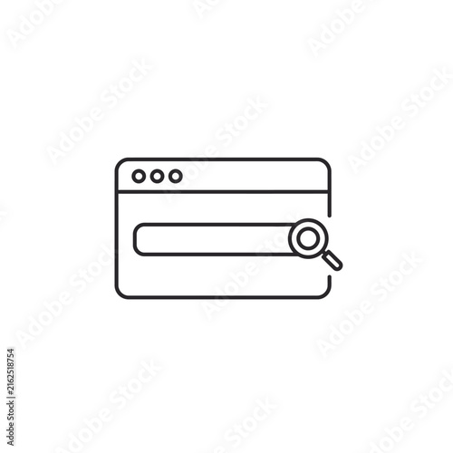 Simple Line Art Icon of a Web Browser Search Bar with Magnifying Glass.