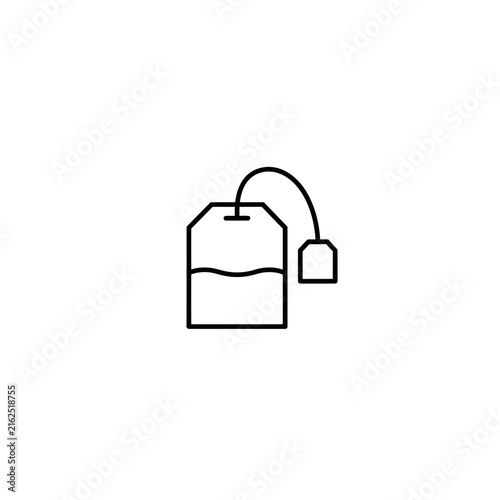 Simple Line Art Icon of a Tea Bag with Water and String.