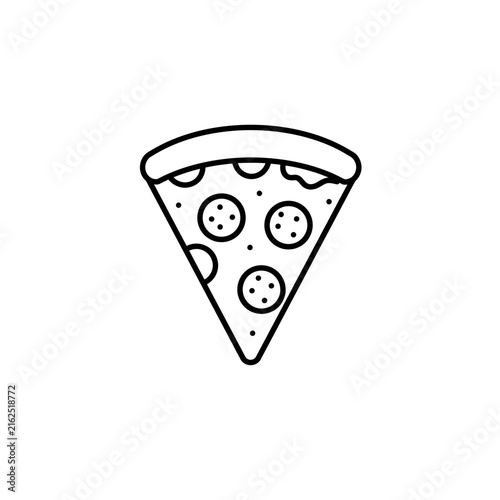 Simple Line Art Illustration of a Delicious Pizza Slice with Pepperoni Toppings.