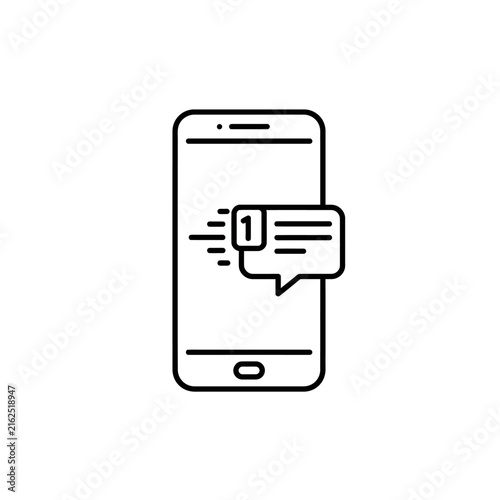Smartphone with a notification bubble and message icon.