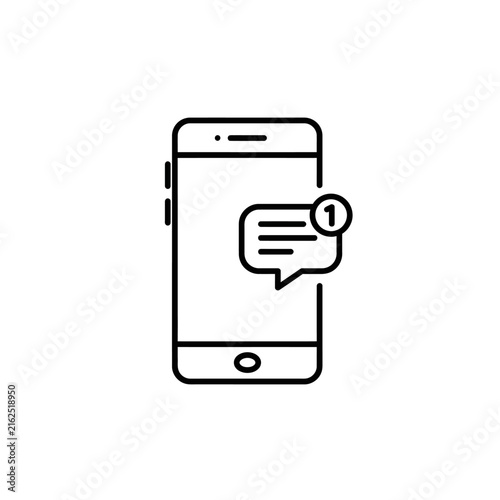 Smartphone with New Message Notification Icon.