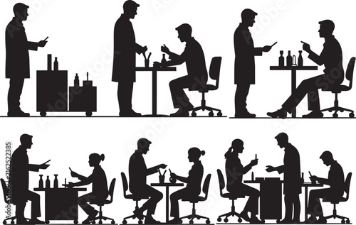 Scientists working in lab laboratory research experiment collaboration silhouette