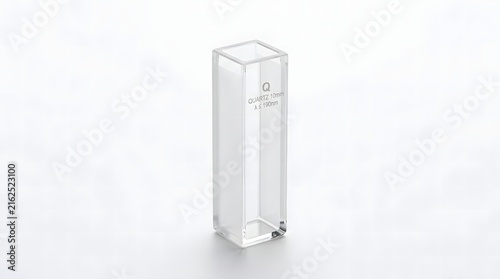 Quartz cuvette with frosted sides for spectrophotometry analysis in a medical laboratory.