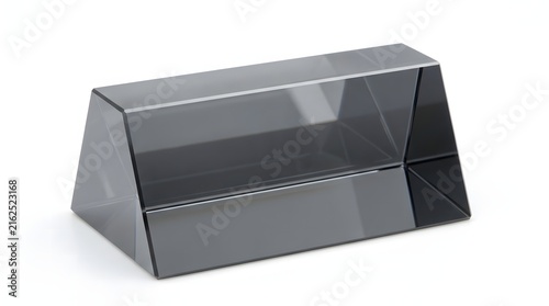 Reflective glass prism block for light refraction experiments and optical science studies.