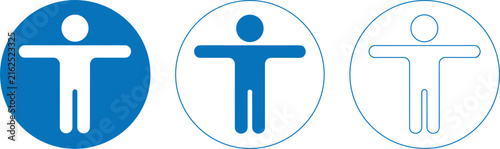 Blue and gray of human figures with symbols, isolated male