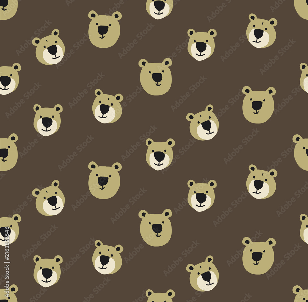 Obraz premium Cute brown bear seamless pattern for nursery decor and kids textile design