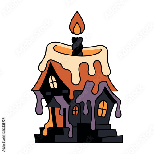 Halloween Haunted House with Melting Candle Wax Spooky Vector Illustration