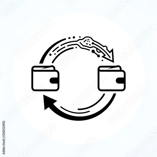 Digital Wallet Money Transfer Vector Icon Concept with Technology Circuit Arrows