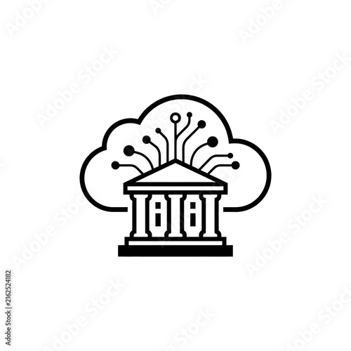 Cloud Banking and Digital Financial Technology Line Icon