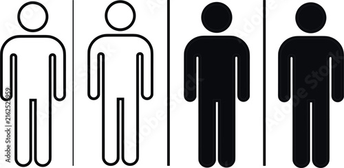 Four diverse silhouettes of adults standing in a row, black and white de