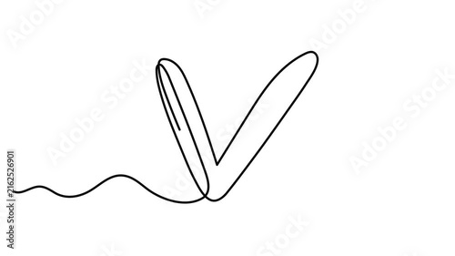Check mark hand drawn continuous contour one line art animation, done correct choice otion, vote approved continuous contour decorative success approval positive agree movie. 4k self-drawing video