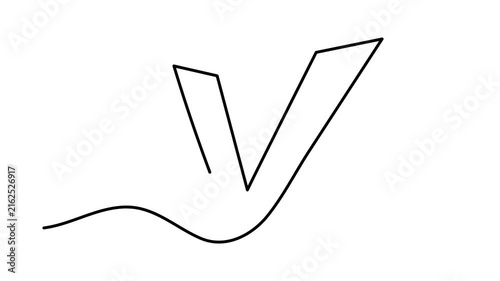 Check mark hand drawn continuous contour one line art animation, done correct choice otion, vote approved continuous contour decorative success approval positive agree movie. 4k self-drawing video
