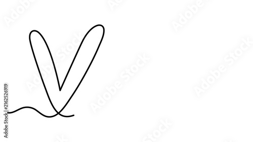 Check mark hand drawn continuous contour one line art animation, done correct choice otion, vote approved continuous contour decorative success approval positive agree movie. 4k self-drawing video